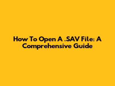 How To Open A .SAV File: A Comprehensive Guide