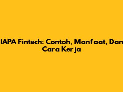 IAPA Fintech: Contoh, Manfaat, Dan Cara Kerja