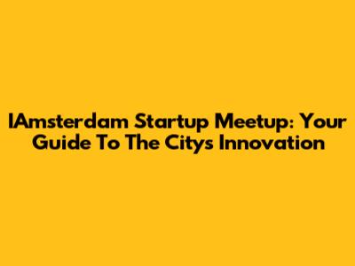 IAmsterdam Startup Meetup: Your Guide To The City's Innovation