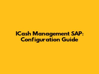 ICash Management SAP: Configuration Guide