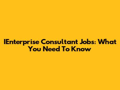 IEnterprise Consultant Jobs: What You Need To Know