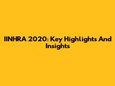 IINHRA 2020: Key Highlights And Insights