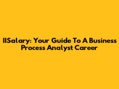 IISalary: Your Guide To A Business Process Analyst Career