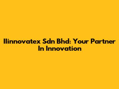 IIinnovatex Sdn Bhd: Your Partner In Innovation