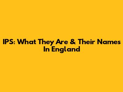 IPS: What They Are & Their Names In England