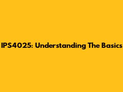 IPS4025: Understanding The Basics