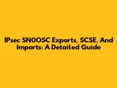 IPsec SN0OSC Exports, SCSE, And Imports: A Detailed Guide