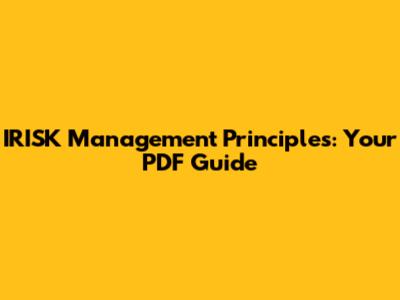 IRISK Management Principles: Your PDF Guide
