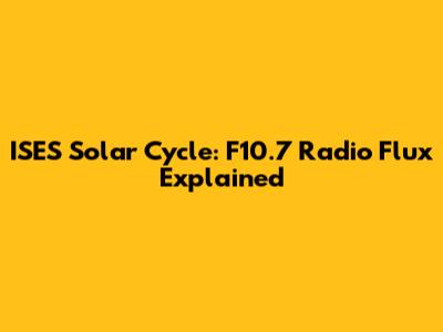 ISES Solar Cycle: F10.7 Radio Flux Explained