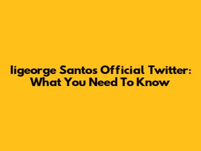 Iigeorge Santos Official Twitter: What You Need To Know