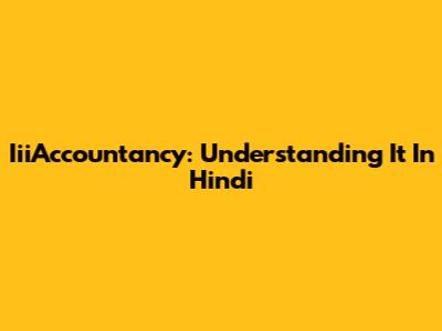 IiiAccountancy: Understanding It In Hindi