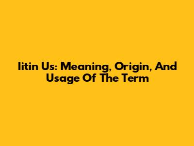 Iitin Us: Meaning, Origin, And Usage Of The Term