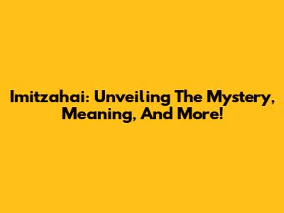 Imitzahai: Unveiling The Mystery, Meaning, And More!