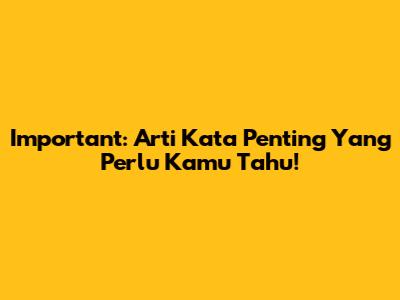 Important: Arti Kata Penting Yang Perlu Kamu Tahu!