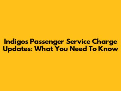 Indigo's Passenger Service Charge Updates: What You Need To Know