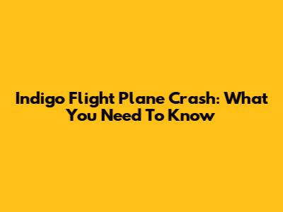 Indigo Flight Plane Crash: What You Need To Know