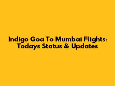 Indigo Goa To Mumbai Flights: Today's Status & Updates