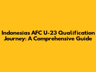 Indonesia's AFC U-23 Qualification Journey: A Comprehensive Guide