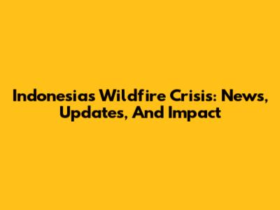 Indonesia's Wildfire Crisis: News, Updates, And Impact