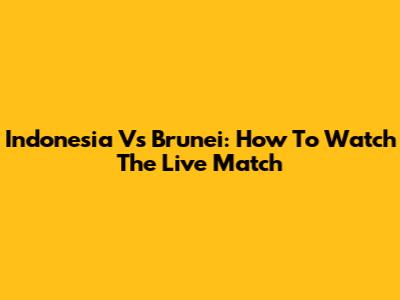 Indonesia Vs Brunei: How To Watch The Live Match