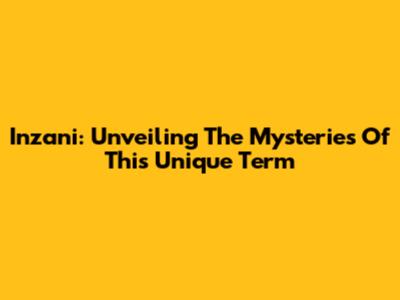 Inzani: Unveiling The Mysteries Of This Unique Term