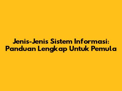 Jenis-Jenis Sistem Informasi: Panduan Lengkap Untuk Pemula