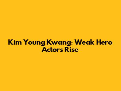 Kim Young Kwang: Weak Hero Actor's Rise