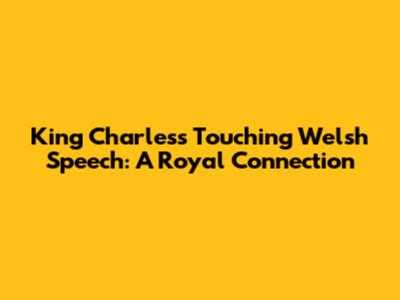 King Charles's Touching Welsh Speech: A Royal Connection