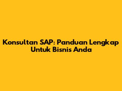 Konsultan SAP: Panduan Lengkap Untuk Bisnis Anda