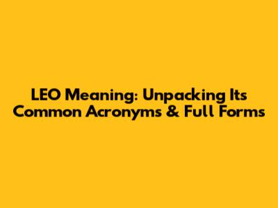 LEO Meaning: Unpacking Its Common Acronyms & Full Forms