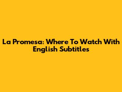 La Promesa: Where To Watch With English Subtitles