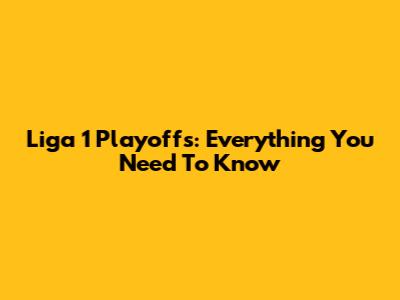 Liga 1 Playoffs: Everything You Need To Know
