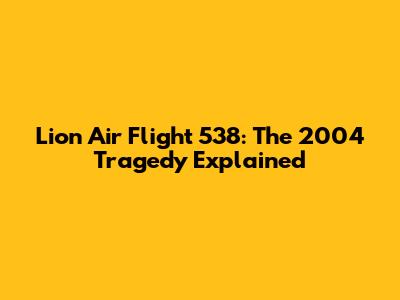 Lion Air Flight 538: The 2004 Tragedy Explained