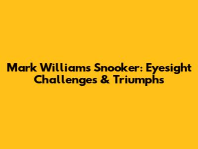 Mark Williams Snooker: Eyesight Challenges & Triumphs