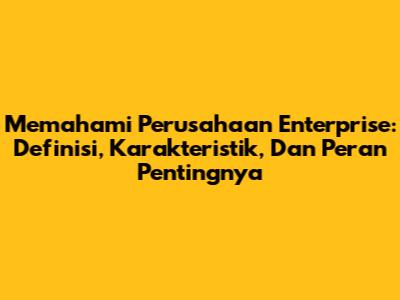 Memahami Perusahaan Enterprise: Definisi, Karakteristik, Dan Peran Pentingnya
