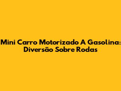 Mini Carro Motorizado A Gasolina: Diversão Sobre Rodas