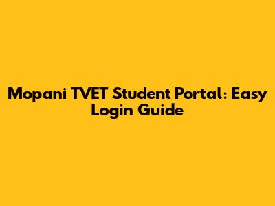 Mopani TVET Student Portal: Easy Login Guide