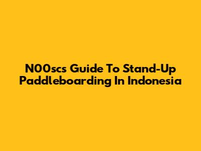 N00sc's Guide To Stand-Up Paddleboarding In Indonesia