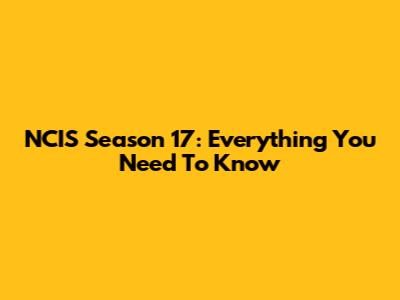 NCIS Season 17: Everything You Need To Know