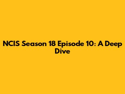 NCIS Season 18 Episode 10: A Deep Dive