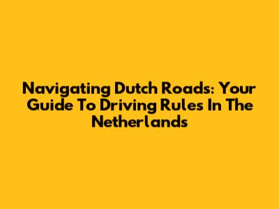 Navigating Dutch Roads: Your Guide To Driving Rules In The Netherlands