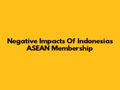 Negative Impacts Of Indonesia's ASEAN Membership
