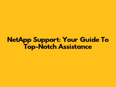 NetApp Support: Your Guide To Top-Notch Assistance