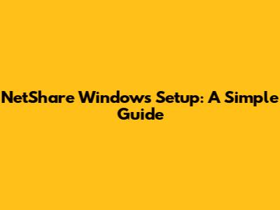 NetShare Windows Setup: A Simple Guide