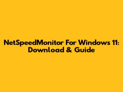 NetSpeedMonitor For Windows 11: Download & Guide