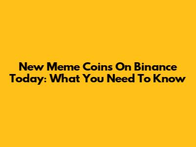 New Meme Coins On Binance Today: What You Need To Know