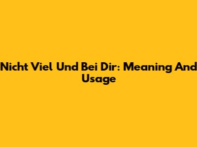 Nicht Viel Und Bei Dir: Meaning And Usage