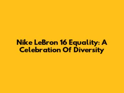Nike LeBron 16 Equality: A Celebration Of Diversity