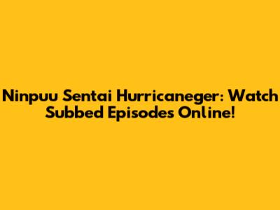 Ninpuu Sentai Hurricaneger: Watch Subbed Episodes Online!