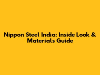 Nippon Steel India: Inside Look & Materials Guide